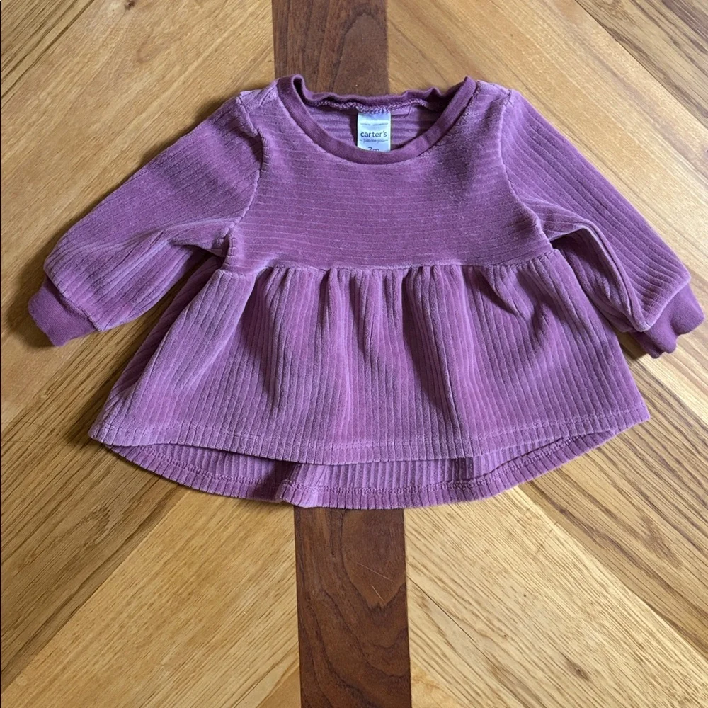 Carter's 0-3 Month Baby Girl Peplum Sweatshirt, Bodysuit & Leggings Set- Mauve